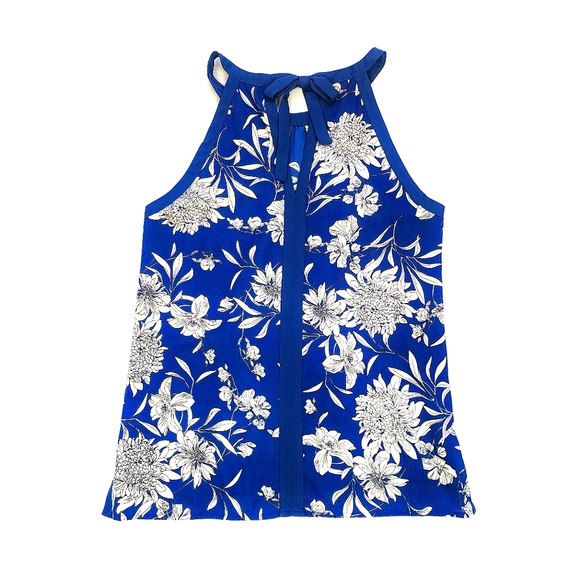 Collective Concepts Floral Print Top Medium Blue and White NWT - Picture 5 of 5